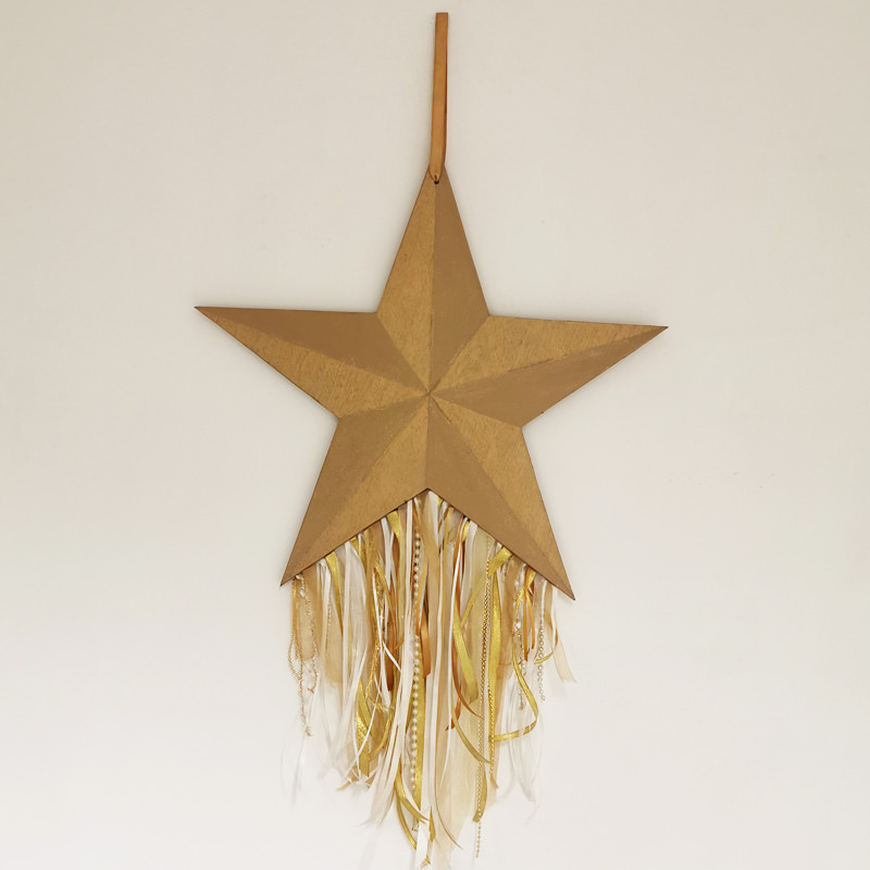 Gold Wooden Hanging Star 1